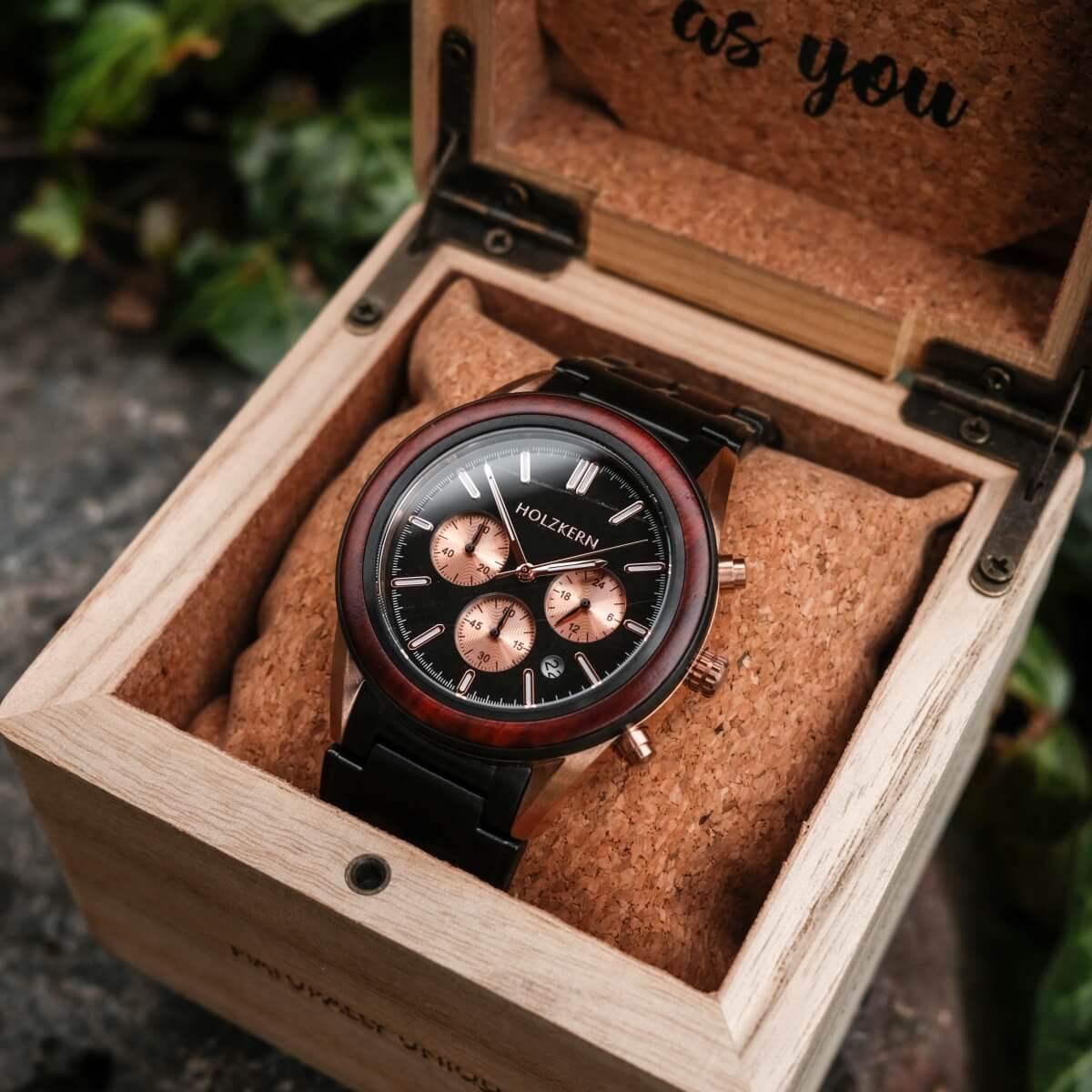 HOLZKERN | Star Blaze Herren Chronograph (Padouk / Marmor)